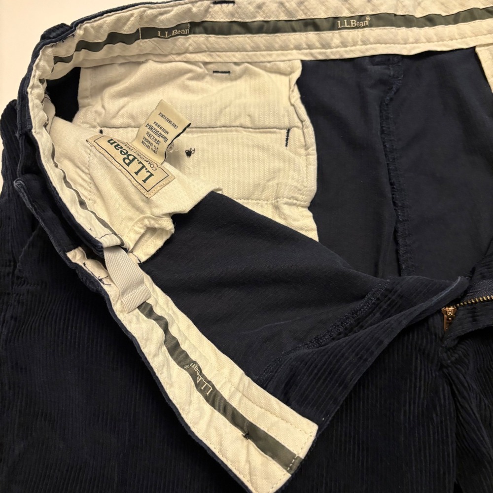 LL Bean Corduroy Pants Mens 38x23 Navy Blue Comfort Waist Stretch Cotton 502864 - Picture 9 of 10